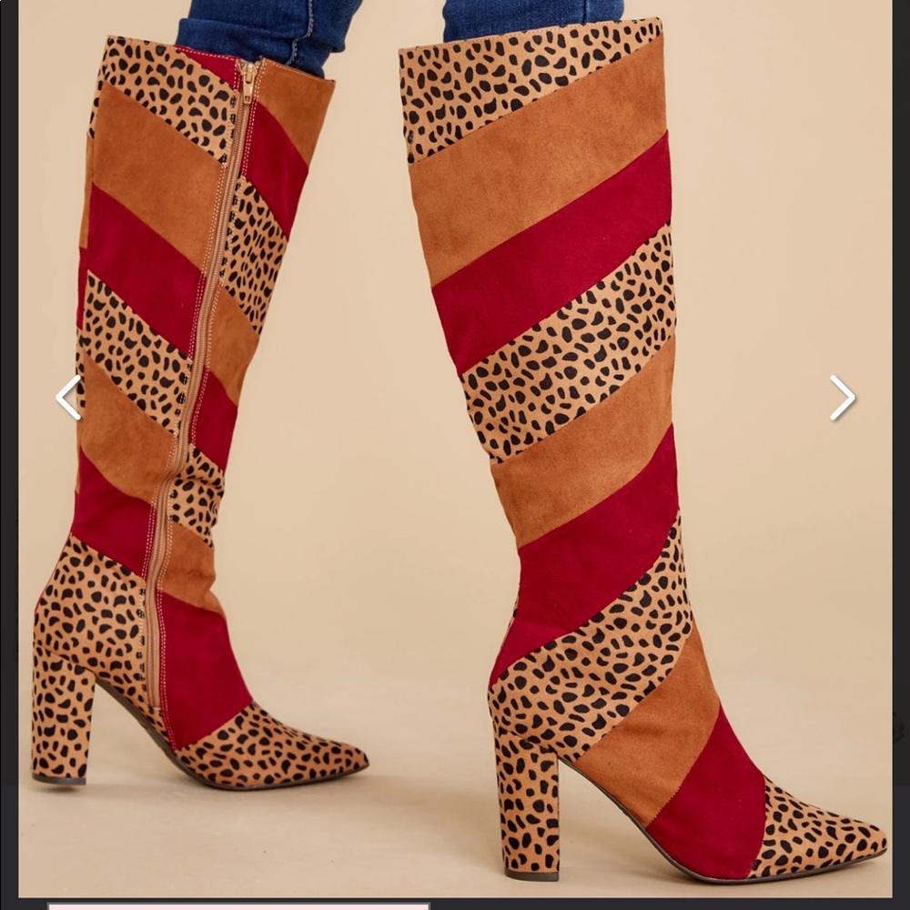 Bold Steps Rust Cheetah High Heel Boots